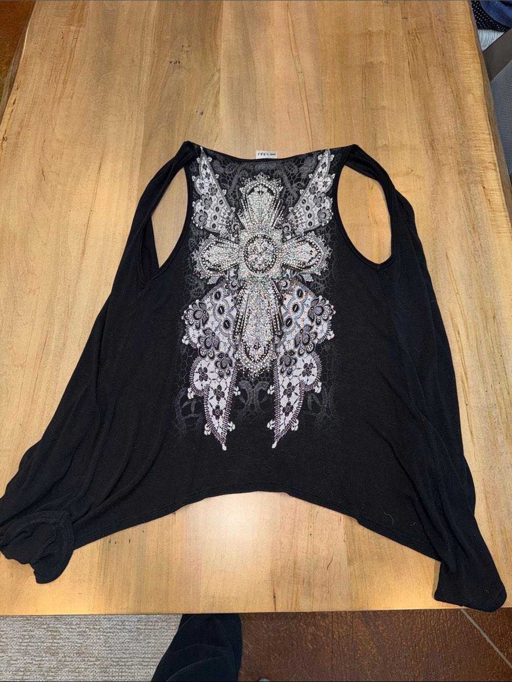 Vocal Black Sleeveless Open-Front Drape Tank